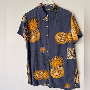 Celestial Sun & Moon 90s Rayon Shirt